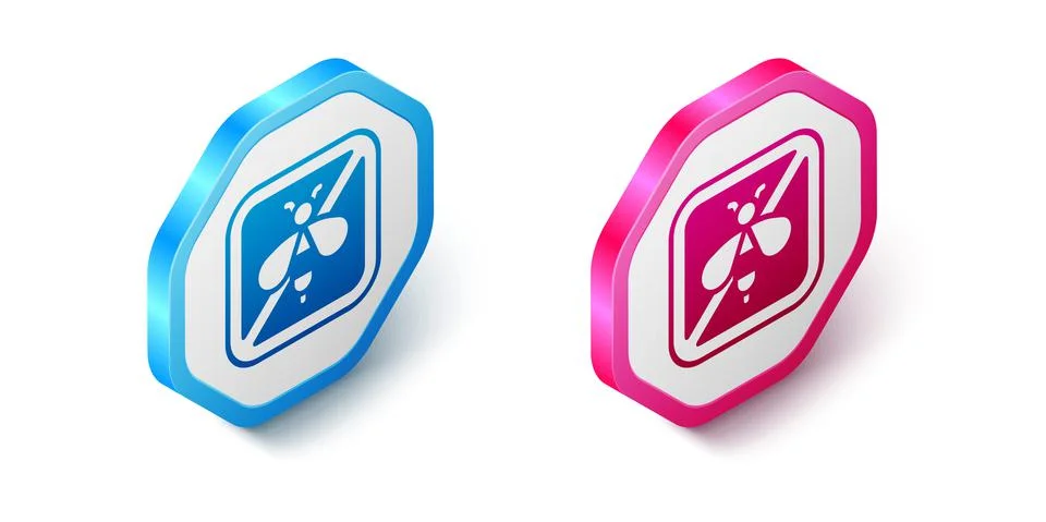 Isometric Stop bee icon isolated on white background. Sweet natural food Stock Illustration