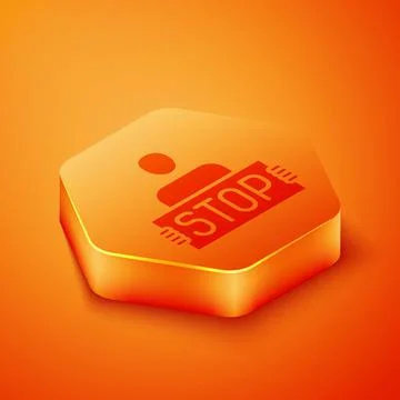 Isometric Stop war icon isolated on orange background. Antiwar protest. World Stock Illustration