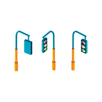 Isometric stoplight traffic light Stock Illustration