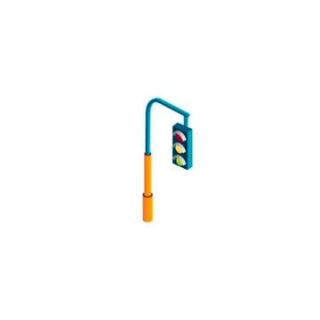 Isometric stoplight traffic light Stock Illustration