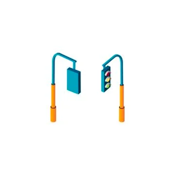 Isometric stoplight traffic light Stock Illustration