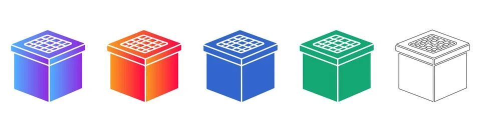 Isometric Storage Box Grid Icon Set Stock Illustration