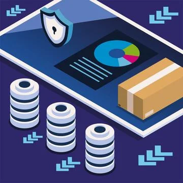 Isometric storage connection Stock Illustration