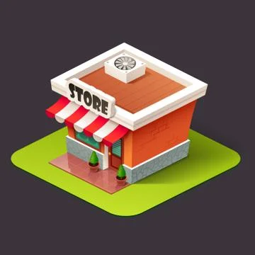 Isometric store icon Stock Illustration