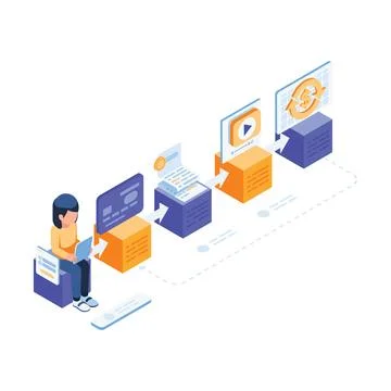 Isometric Subscription Recurring Payment Process Illustrazione stock