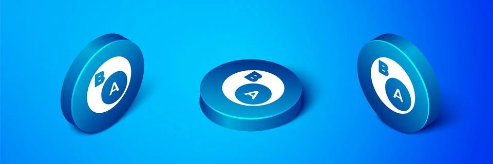 Isometric Subsets, mathematics, a is subset of b icon isolated on blue Stock Illustration