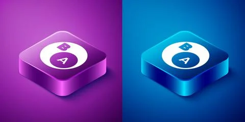Isometric Subsets, mathematics, a is subset of b icon isolated on blue and Illustrazione stock
