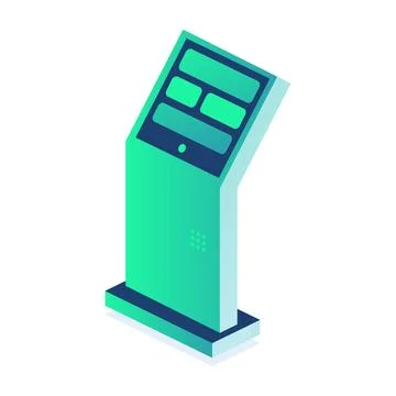 Isometric subway or train station interactive terminal isolated on white ba.. Stock Illustration