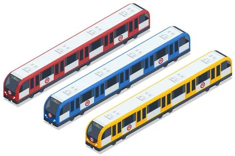 Isometric Subway underground train. High quality city transport. People Stock Illustration
