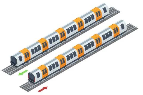 Isometric Subway underground train. High quality city transport. People Stock Illustration