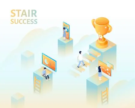 Isometric success concept Stock Illustration
