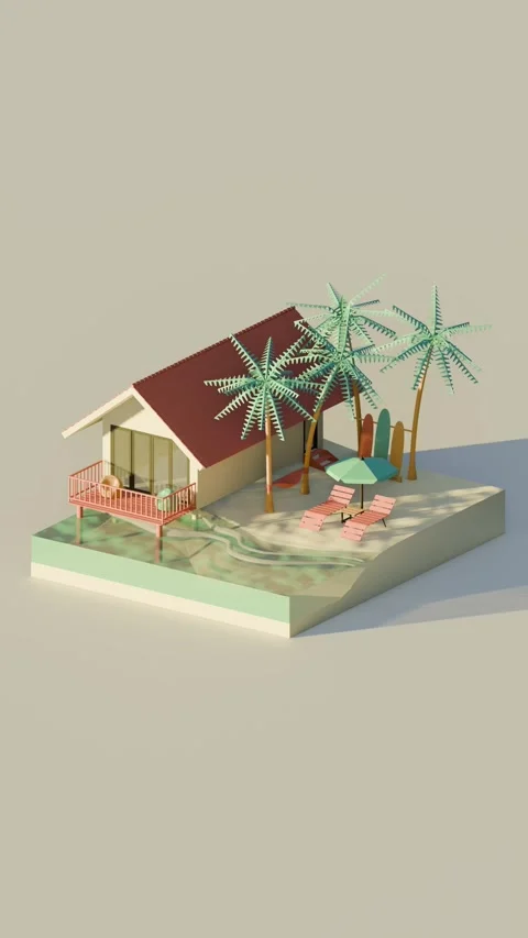 Isometric Summer Beach Animation Stock Footage 311651198