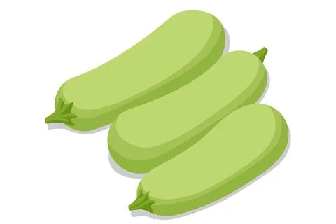 Isometric summer vegetables zucchini isolated on white background. Stock Illustration