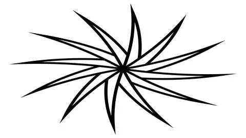 Isometric sun or flower shape outline isolated on white. Circular shape Stock Illustration