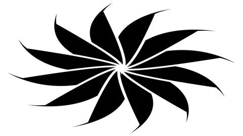 Isometric sun or flower shape silhouette isolated on white. Circular shape. Stock Illustration
