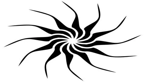 Isometric sun or flower shape silhouette isolated on white. Circular shape. Stock Illustration