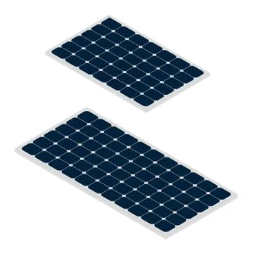 Isometric sun panels isolated on white background Stock Illustration