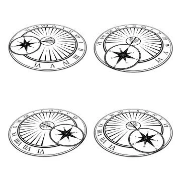 Isometric sundials set Stock Illustration