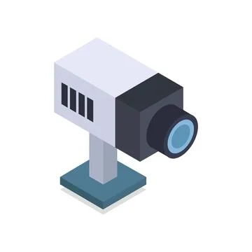 Isometric surveillance camera illustrator on background Stock Illustration