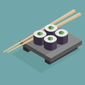 Isometric Sushi Platter Stock Illustration