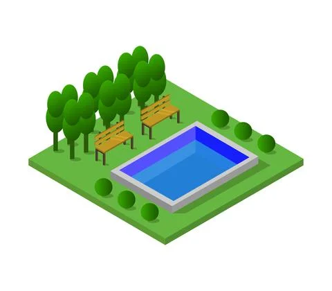 Isometric swimming pool in vector on a white background Stock Illustration