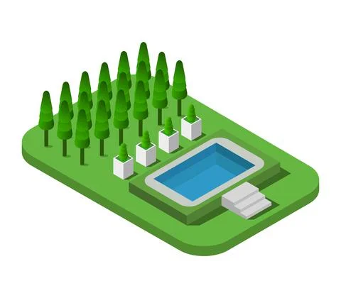 Isometric swimming pool in vector on a white background Stock Illustration