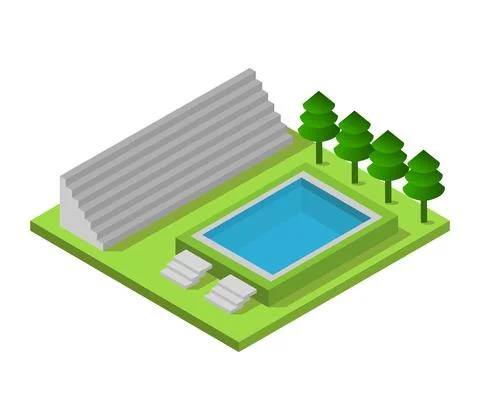 Isometric swimming pool in vector on a white background Stock Illustration