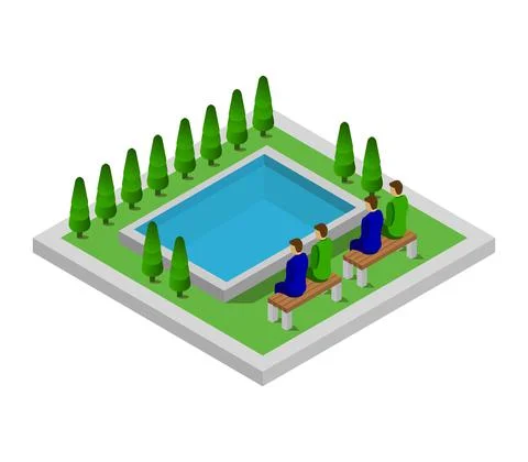 Isometric swimming pool in vector on a white background Stock Illustration