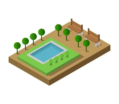 Isometric swimming pool in vector on a white background Stock Illustration