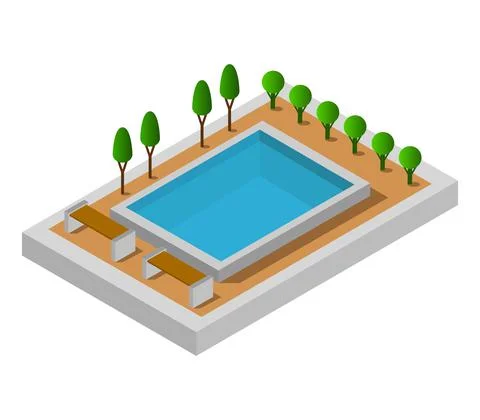 Isometric swimming pool in vector on a white background Stock Illustration