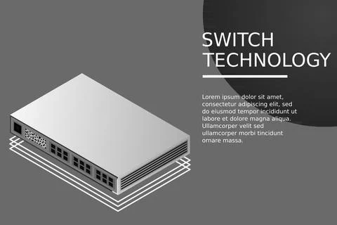 Isometric Switch with Up link Port Stock Illustration