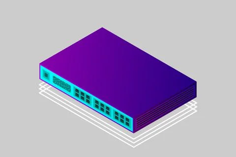 Isometric Switch with Up link Port Illustrazione stock