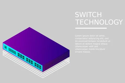 Isometric Switch with Up link Port 스톡 일러스트