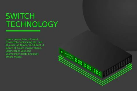 Isometric Switch with Up link Port Illustrazione stock