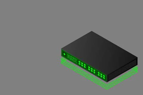 Isometric Switch with Up link Port Stock Illustration