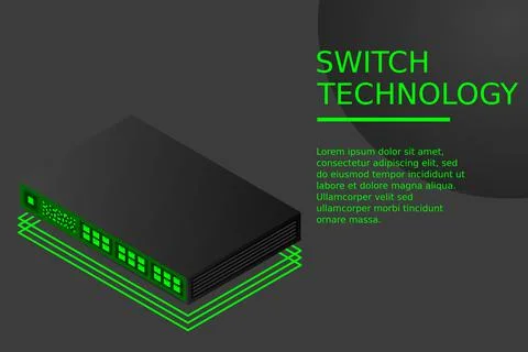 Isometric Switch with Up link Port 스톡 일러스트