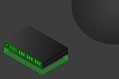 Isometric Switch with Up link Port Stock Illustration