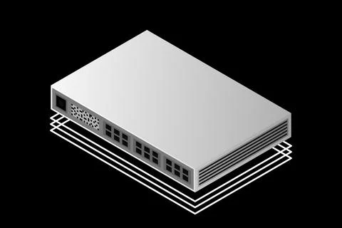 Isometric Switch with Up link Port Stock Illustration