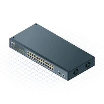 Isometric switch with uplink port Stock Illustration