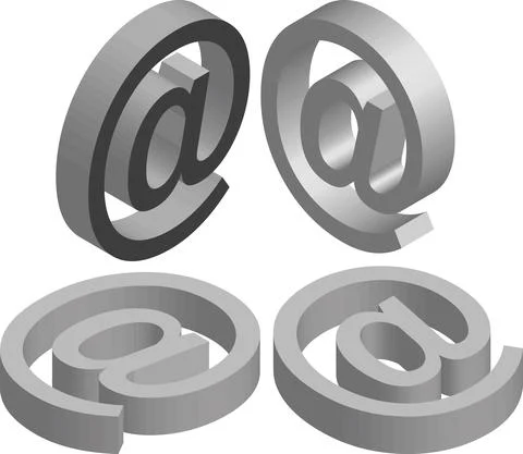 Isometric At symbol. Template for creating logos, emblems, monograms. Black a Stock Illustration
