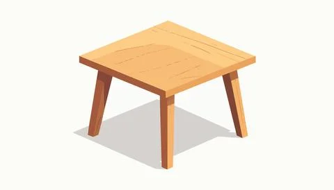 Isometric table design featuring light wood finish strong legs and smooth t.. イラスト素材