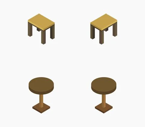 Isometric table icon illustrated in vector on white background Stock Illustration