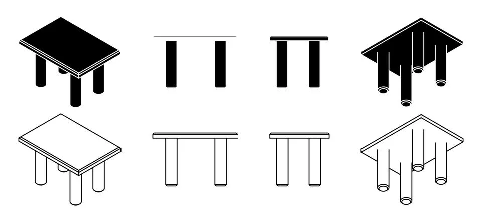 Isometric Table Silhouette Stock Illustration
