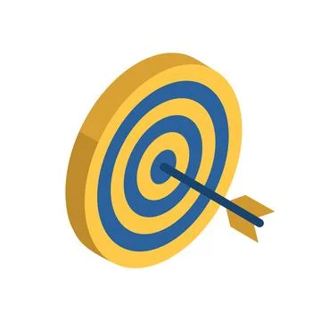 Isometric Target With Arrow Hitting The Center Bullseye Vector Illustration Stock Illustration