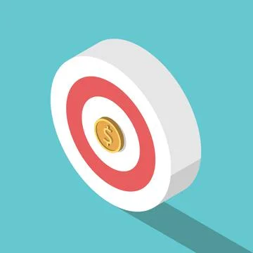 Isometric target, dollar coin Stock Illustration