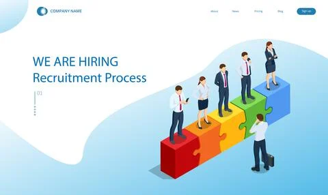 Isometric Teamwork with Puzzle, Teamwork, Cooperation, Partnership Concept Stock Illustration