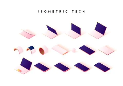 Isometric technique isolated on white background. Stock Illustration