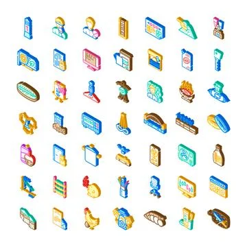 Isometric technology and business concept icons set 库存插图
