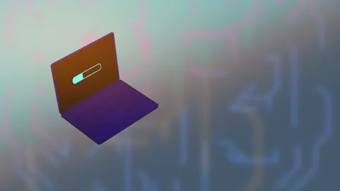 Isometric technology animation. 3d render laptop with rows of code over light Stock Footage 130272630