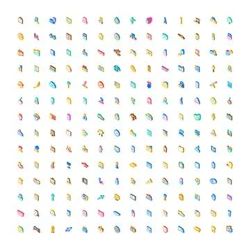 Isometric technology business and general objects icons set Stock Illustration